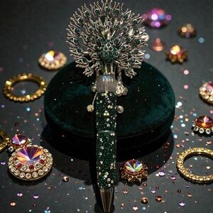 Exquisite Green and Silver Hair Accessory